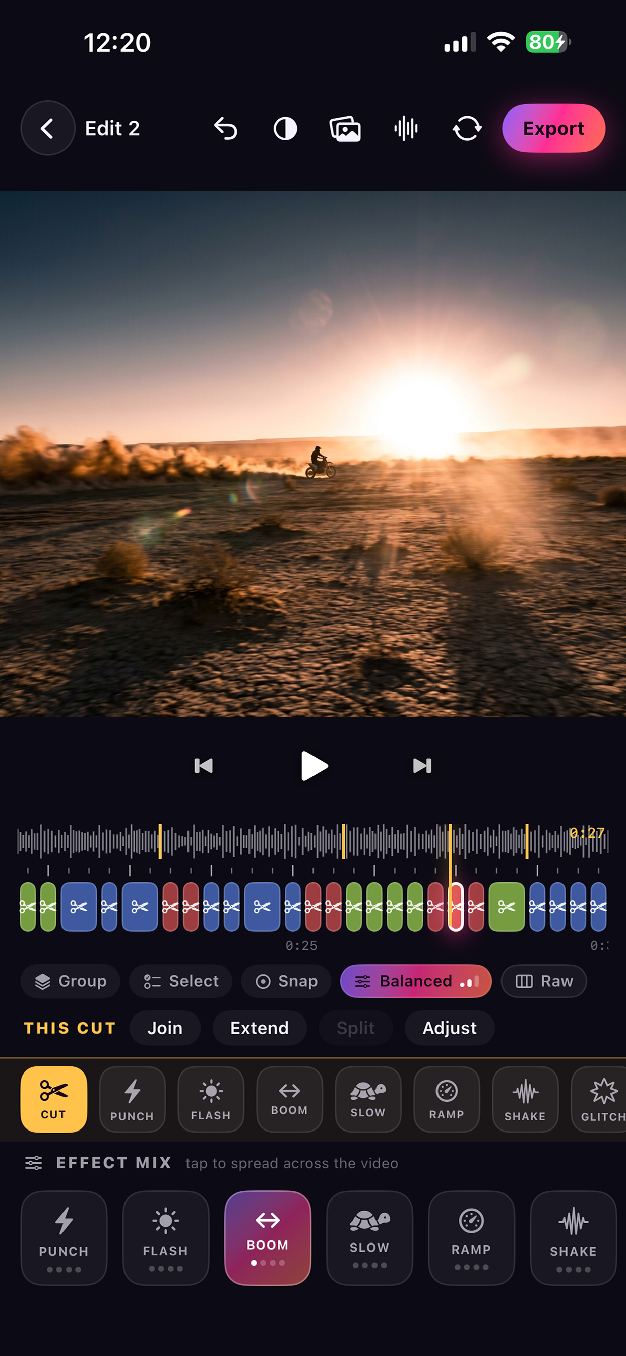 BeatRazor editing timeline on iPhone